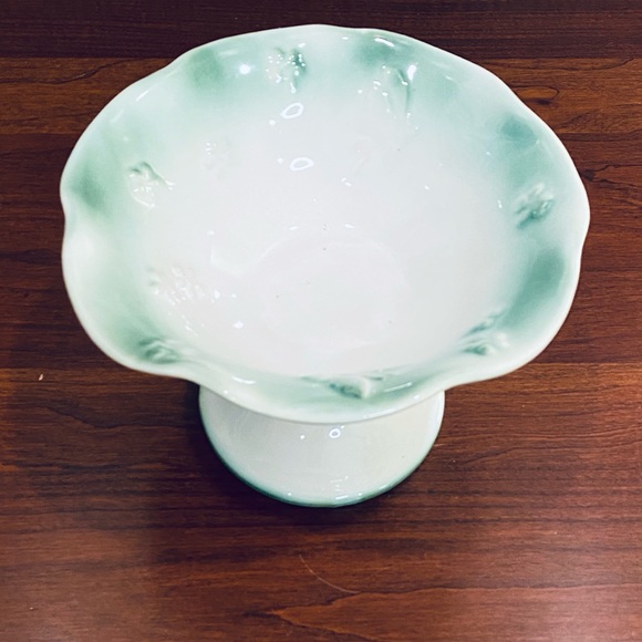 🇺🇸🌟HP🌟VTG 1950-60s Glazed Ceramic Butterfly Pedestal Bowl Made in USA - Picture 4 of 10